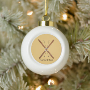 Cross-Country Skis And Poles Ceramic Ball Christmas Ornament