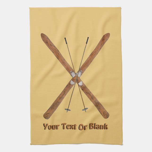 Cross-Country Skis And Poles Tea Towel (Vertical)