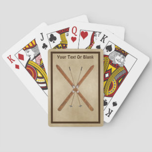 Cross-Country Skis On Old Paper Playing Cards