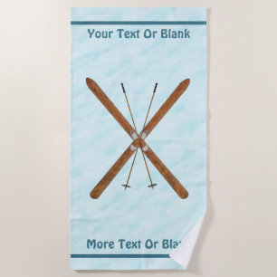 Cross-Country Skis On Snow Beach Towel