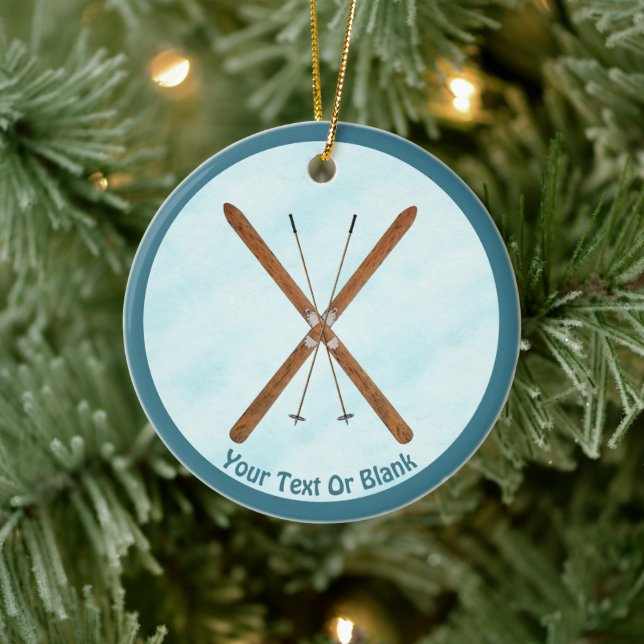 Cross-Country Skis On Snow Ceramic Tree Decoration (Tree)