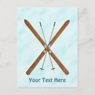 Cross-Country Skis On Snow Postcard
