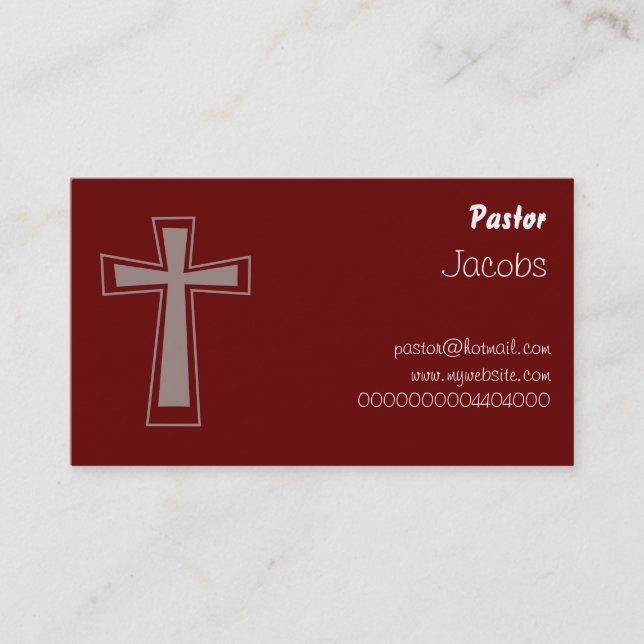 Cross Design, Pastor, Business Card (Front)