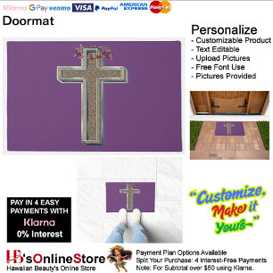 Cross Door Mat Background with Purple Background
