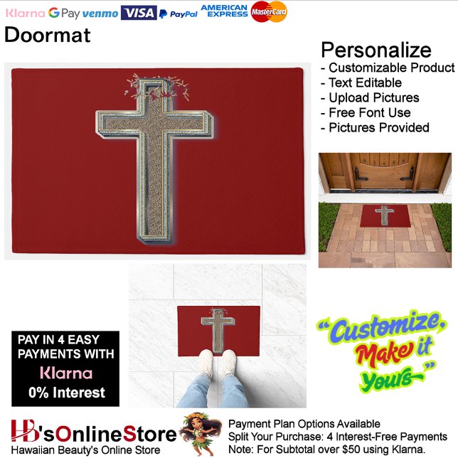 Cross Door Mat Background with Red Background (Cross Door Mat Background with Red Background.)