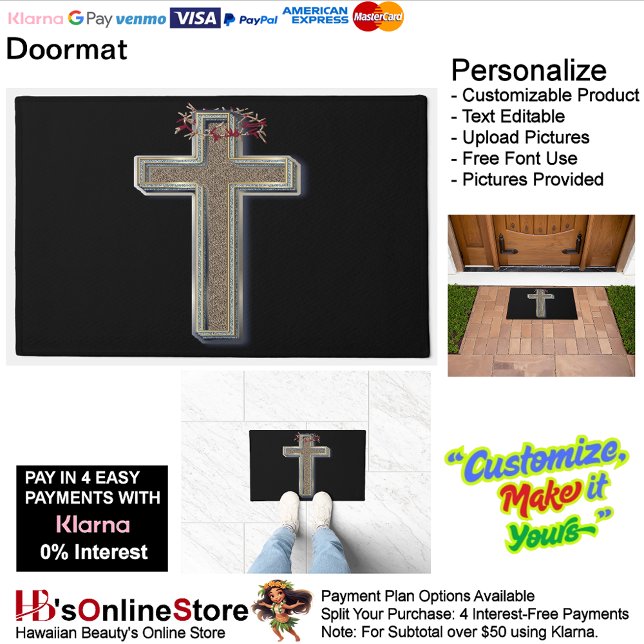 Cross Door Mat with Black Background (Cross Door Mat Background with Black Background.)