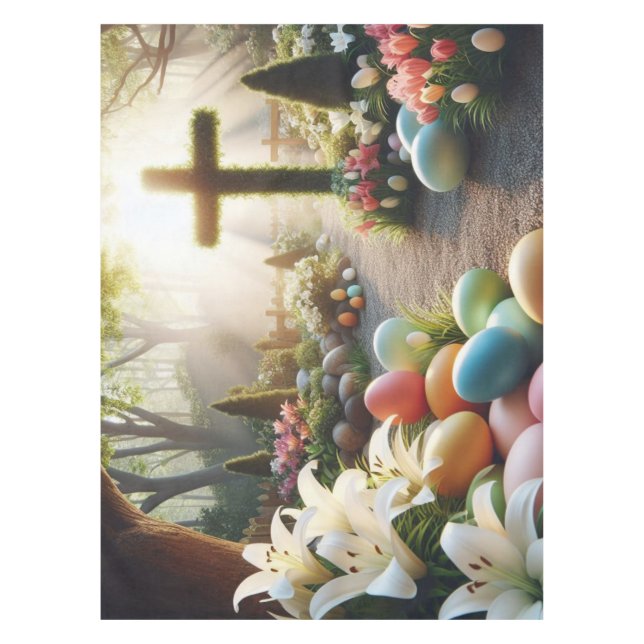 Cross/Easter egg/Lilly  Tablecloth (Front)