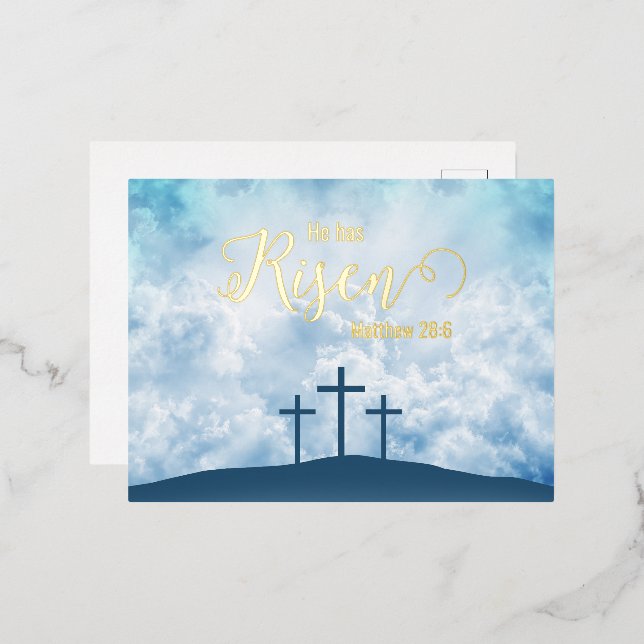 Cross easter Gold Foil Holiday Postcard (Front/Back)