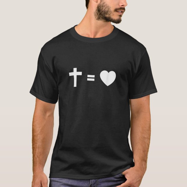 Cross Equal to Heart Christian Faith Inspiring Rel T-Shirt (Front)