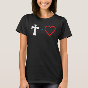 Cross Equals Love Christian Heart Jesus Religious T-Shirt