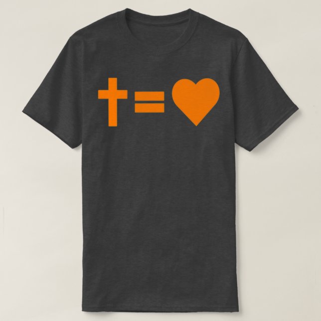 Cross Equals Love Orange T-Shirt (Design Front)