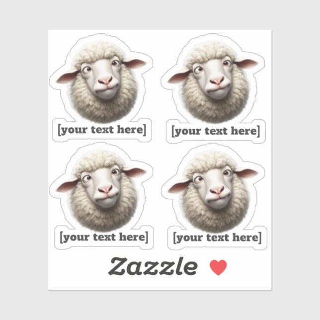 Cross-Eyed Sheep Illustration Custom Text (Sheet)