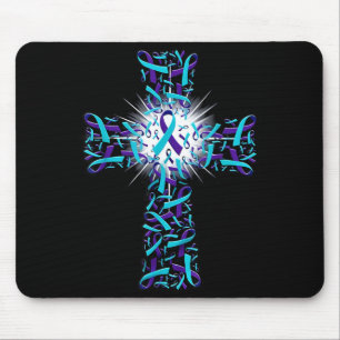 Cross Faith Suicide Prevention Awareness Ribbon Mouse Pad