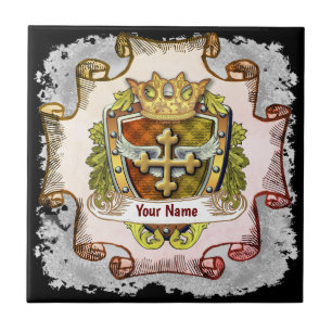 Cross Family Crest Surname Tile