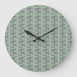 Cross Filigree Design Green Pattern Large Clock