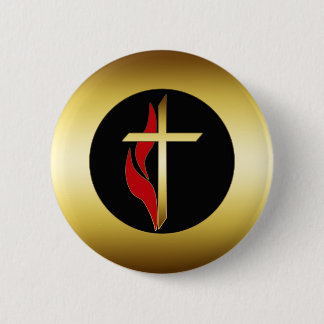 CROSS & FLAME 6 CM ROUND BADGE