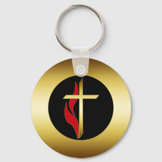 CROSS & FLAME KEY RING