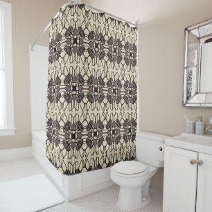Cross Flower Lacing-  trendy/purple  beige Design Shower Curtain
