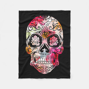 Cross Flower Sugar Skull Day Of The Dead Costume G Fleece Blanket