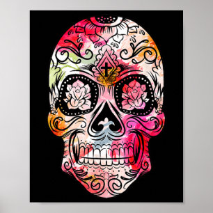 Cross Flower Sugar Skull Day Of The Dead Costume G Poster