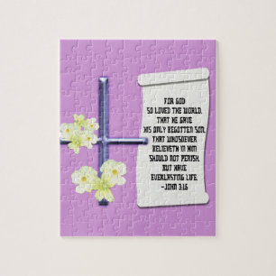 Cross Flowers John 3-16 Jigsaw Puzzle