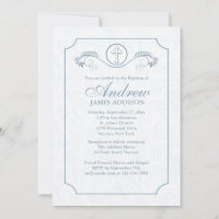 Cross Focus Blue Religious Invitation