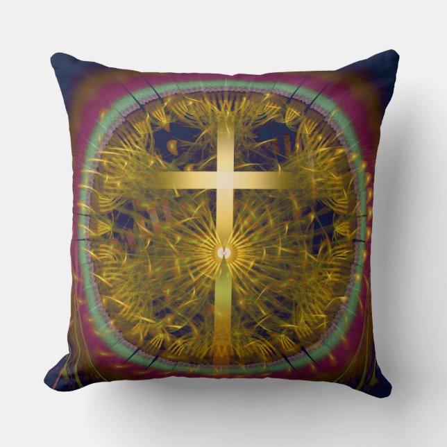 Cross fractal art round composition cushion (Front)
