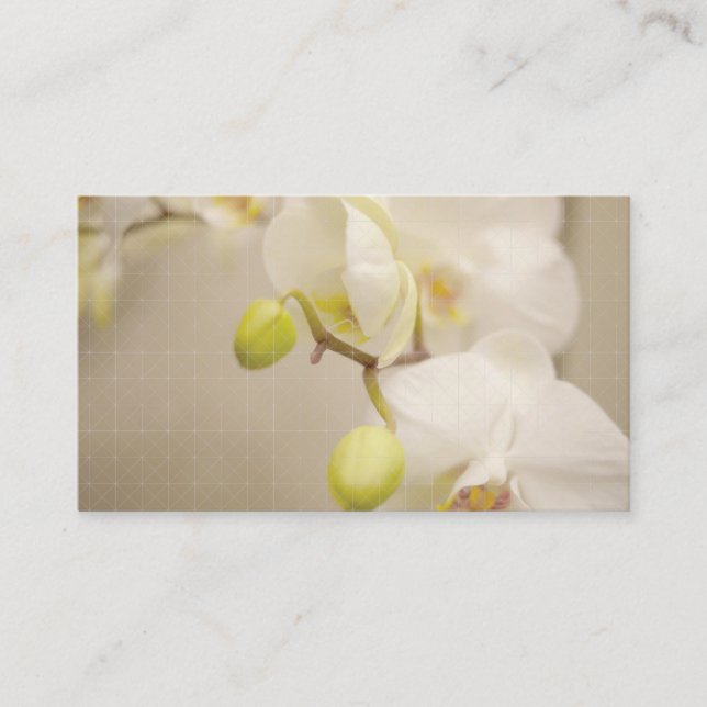 CROSS-HATCH DESIGN with ORCHIDS Business Card (Front)