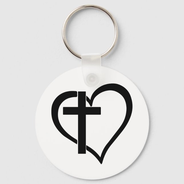 Cross & Heart Button Keychain (Front)