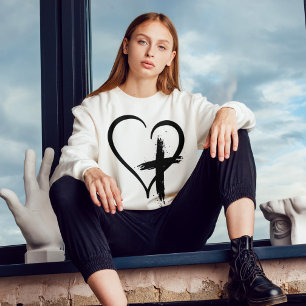 Cross Heart Symbol  Sweatshirt