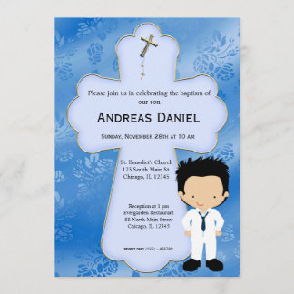 Cross Holy Communion Boy Invitation