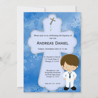 Cross Holy Communion Boy Invitation