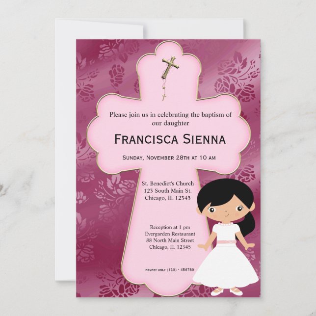 Cross Holy Communion Girl Invitation (Front)