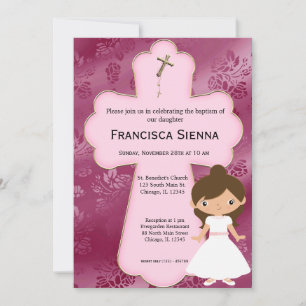 Cross Holy Communion Girl Invitation