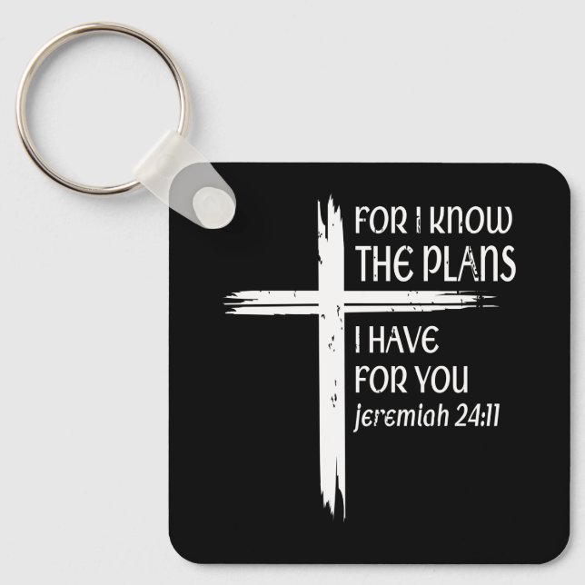 Cross I Know The Plans Verse Bible Jesus God Chris Key Ring (Front)