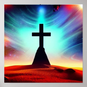 Cross in a Desert Spacescape Poster