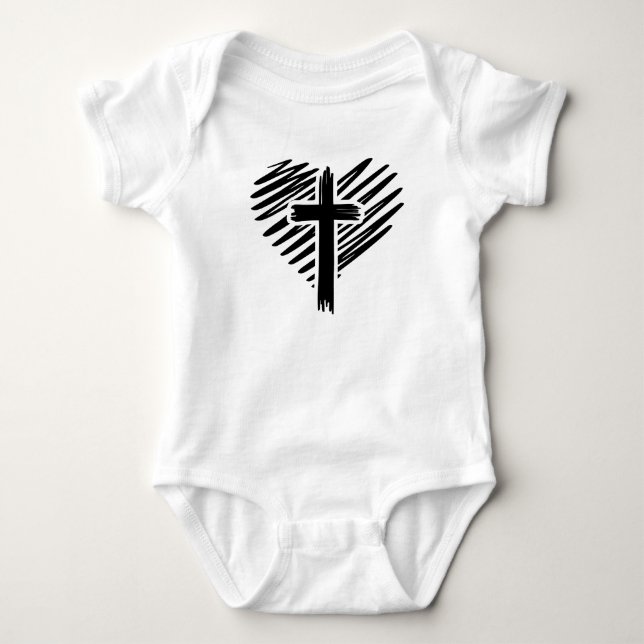 Cross in a Heart  Baby Bodysuit (Front)