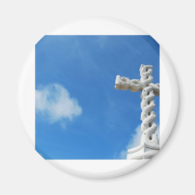 Cross in clouds and blue sky magnet (Front)