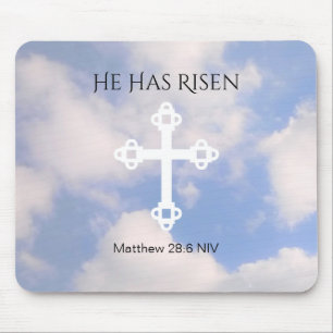 Cross in Cloudy Sky Resurrection Blue Easter Gift Mouse Pad