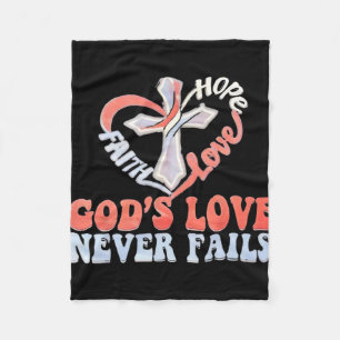 Cross In Heart Hope Love Faith God's Love Never Fa Fleece Blanket