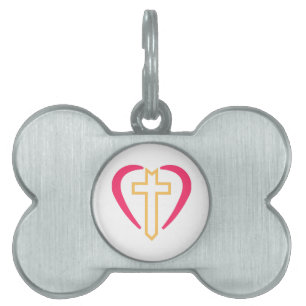 Cross In Heart Pet Tag