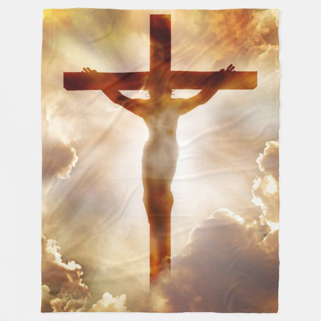 CROSS in the CLOUDS Fleece Blanket (Front)
