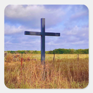 Cross in the Country Notecard Square Sticker