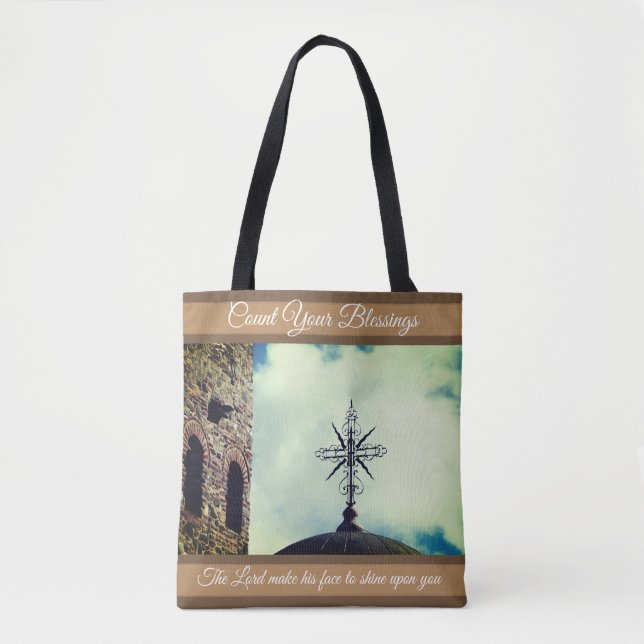 Cross in the Skies, God  Blessings Tote Bag (Front)