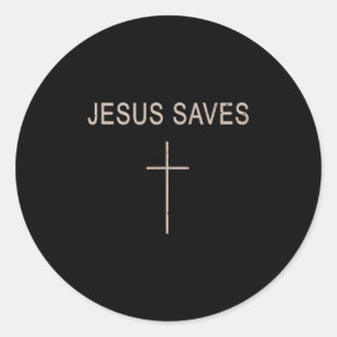 Cross Jesus Save Minimalist Christian Faith Religi Classic Round Sticker