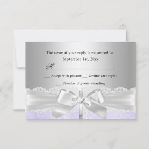 Cross & Lace Bow Purple Baptism/Christening RSVP