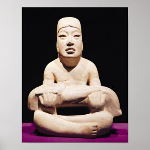 Cross-legged figure holding a baby, Olmec Poster