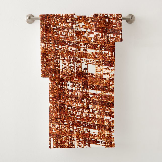 Cross lines and rusty square notch bath towel set (Insitu)