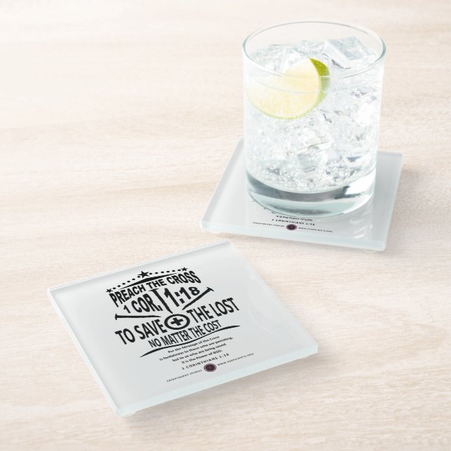 Cross Message Glass Coaster (Angled)