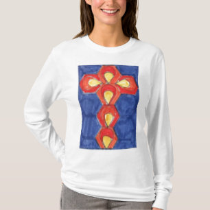 Cross Motif Basic Ladies Long Sleeve T-shirt